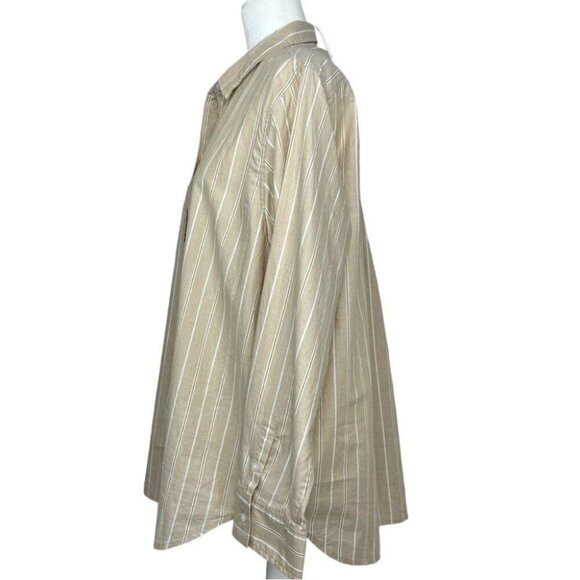 Everlane Women’s NWT Tan Coastal Striped The‎ Silky Cotton Relaxed Shirt 16/C48 - Picture 3 of 11